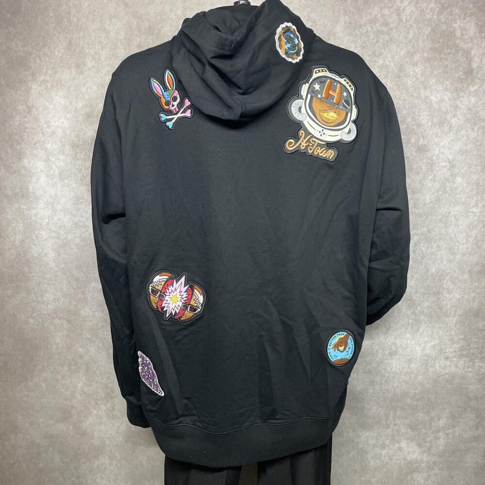 Psycho Bunny Black Hoodie with Colorful Patch Graphics - Picture 5 of 16
